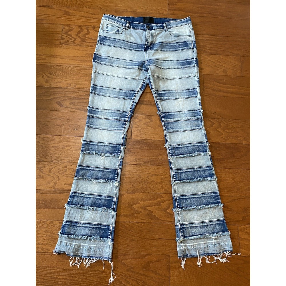 Valabasas Tearaway Stacked Jeans Distressed Light Blue Wash Size 40 (39x37)
